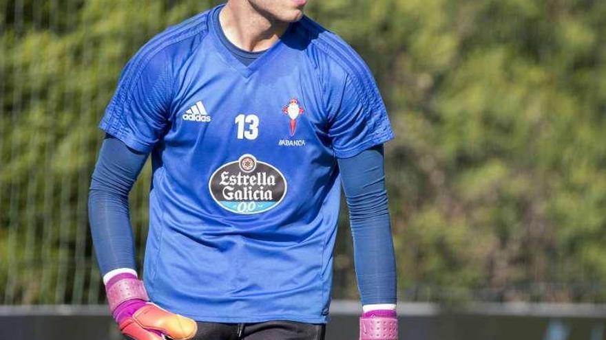 Rubén Blanco, en un entrenamiento con el Celta. // Cristina Graña