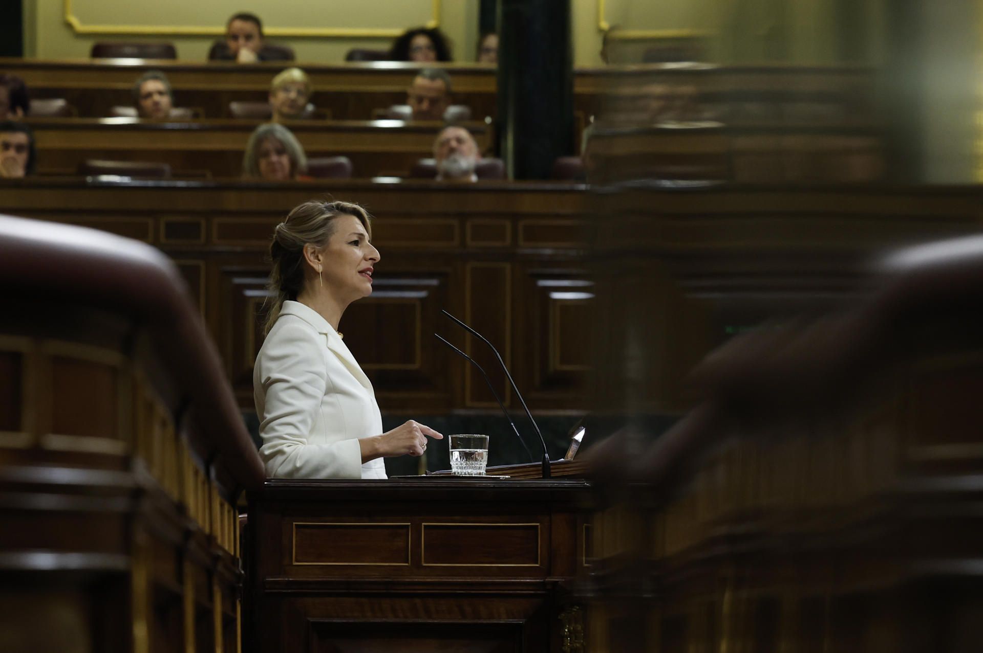 Yolanda Díaz, durante el debate de la moción de censura de Vox contra el presidente del Gobierno Pedro Sánchez