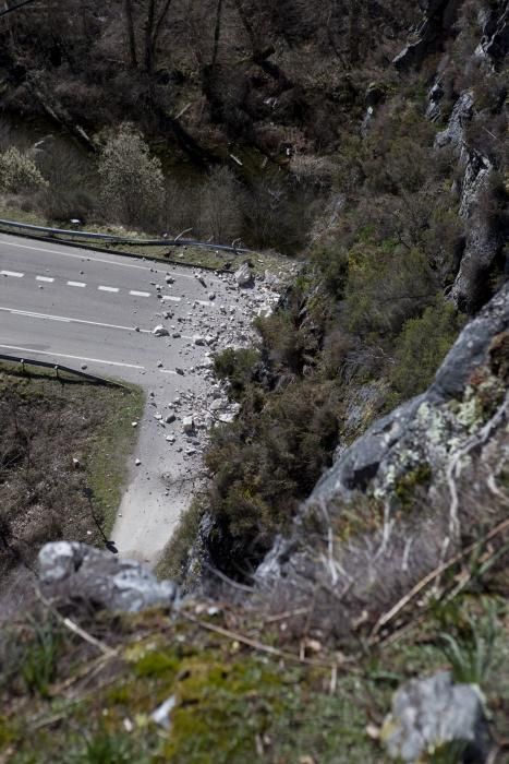 Un argayo con toneladas de rocas y tierra corta el Corredor del Nalón y deja Caso incomunicado