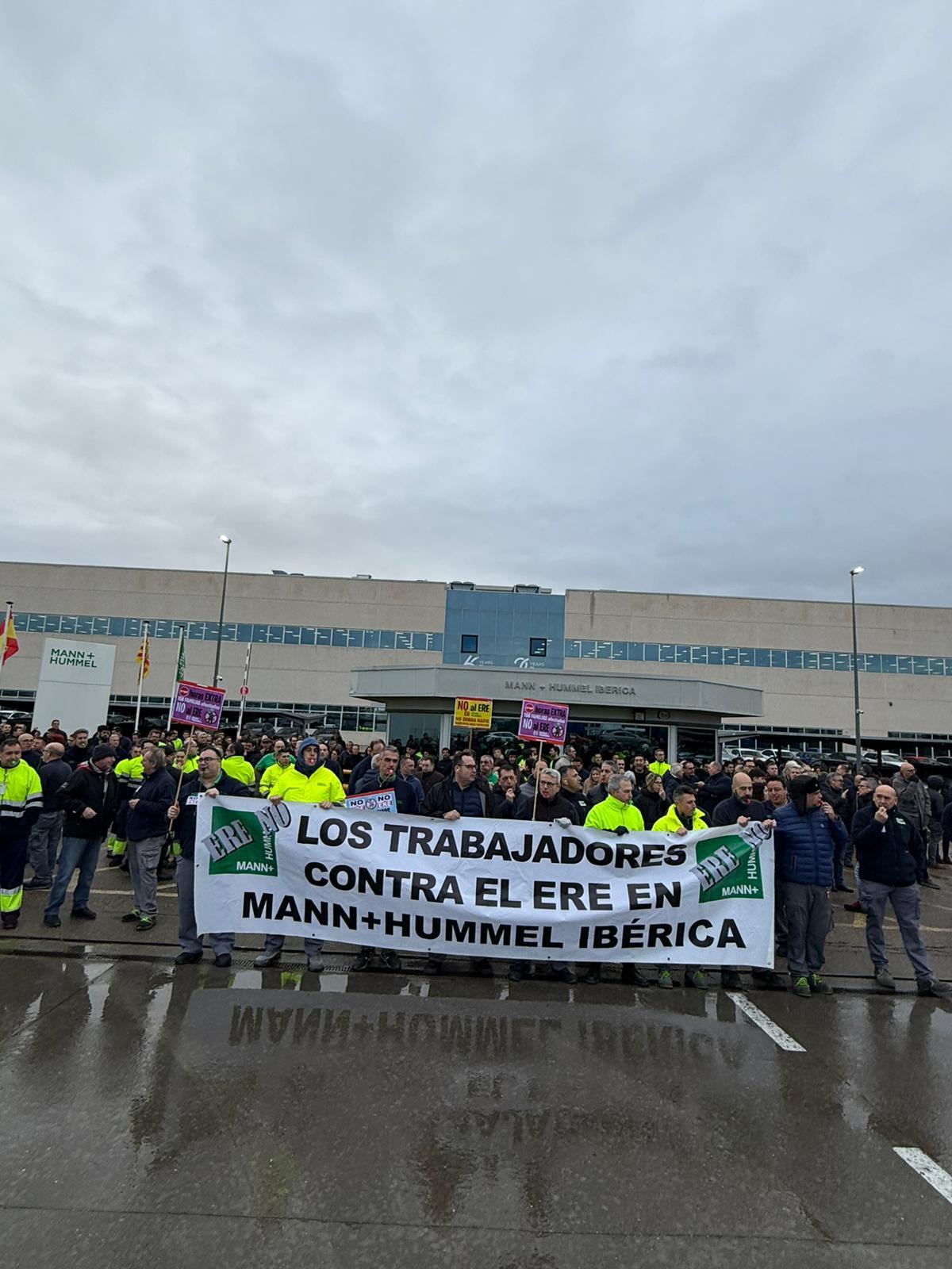 Nueva protesta de los trabajadores de Mann Hummel en Zaragoza, este pasado miércoles.