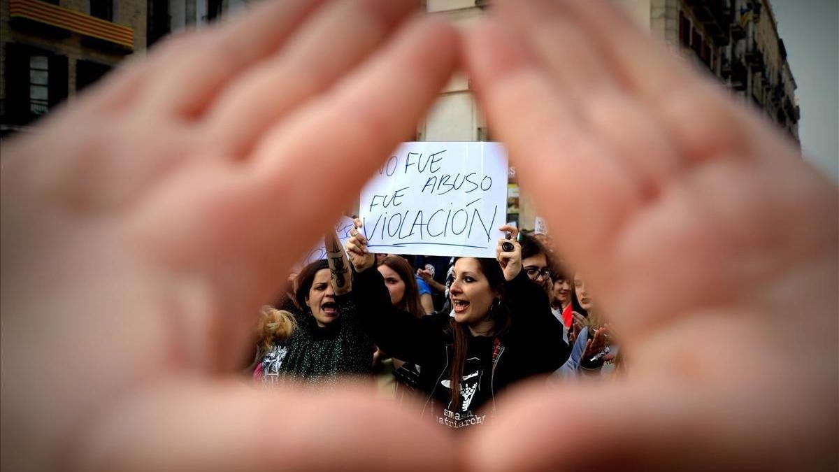 Manifestación en Barcelona contra la sentencia de 'la Manada'.