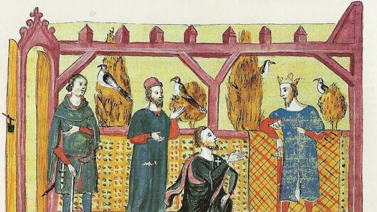 Jaume I en una miniatura del 'Llibre dels fets'.