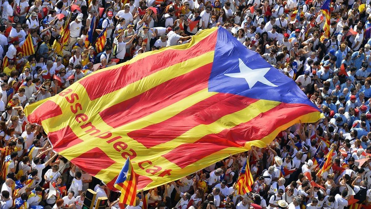 Imagen de una manifestación independentista, en Barcelona.