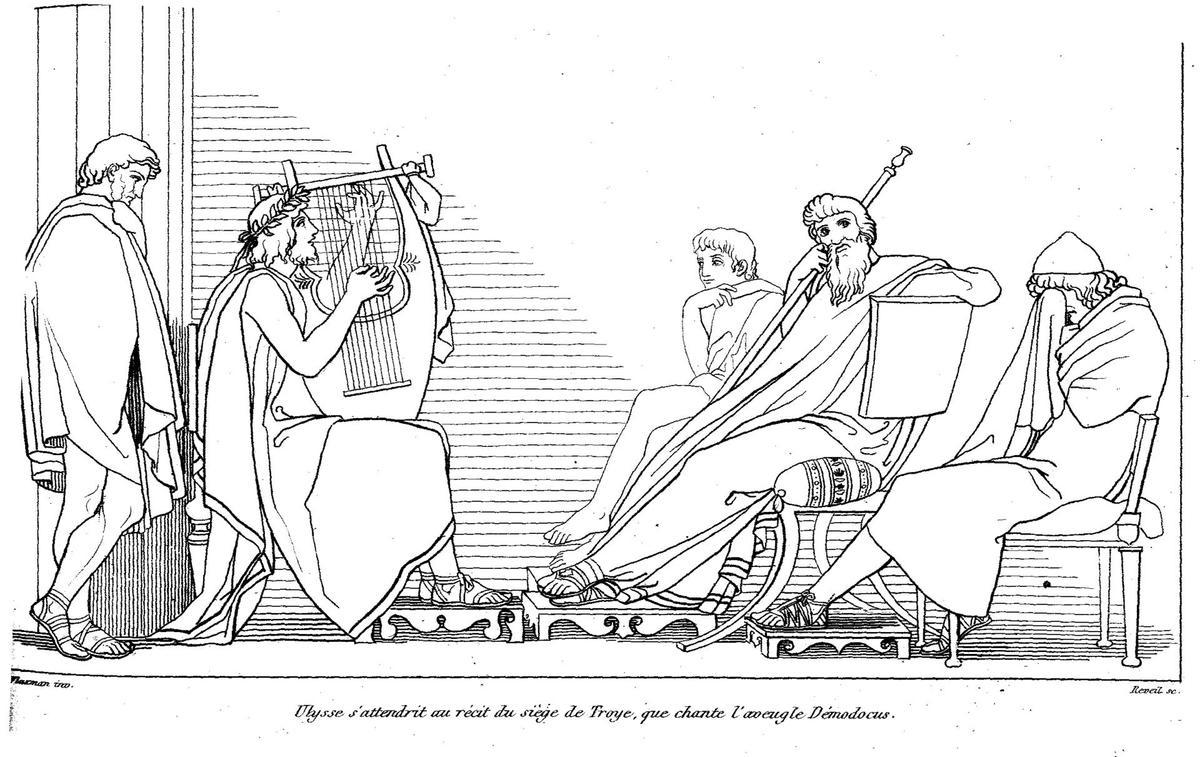 Ilustración de John Flaxman que acompaña la traducción de Carlos García Gual