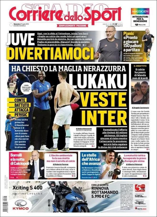 Portada de Corriere dello Sport del 21 de julio