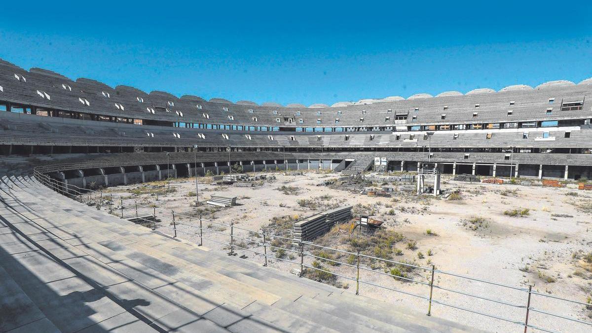 Una imagen del nuevo Mestalla en su estado inacabado actual
