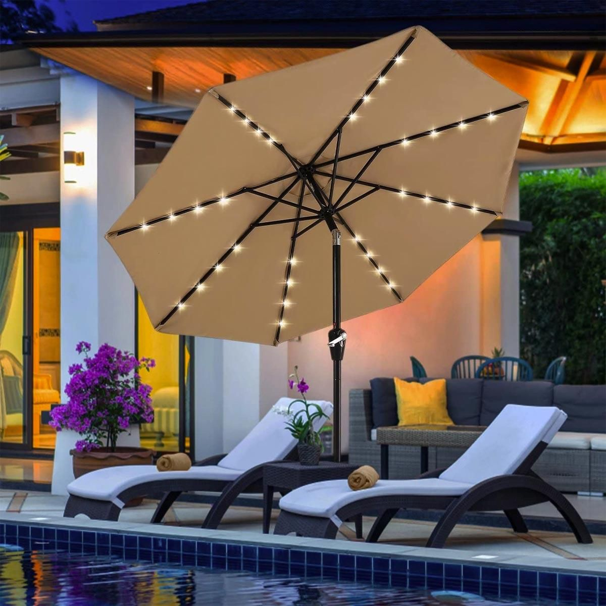 Sombrilla con luces LED de Abccanopy