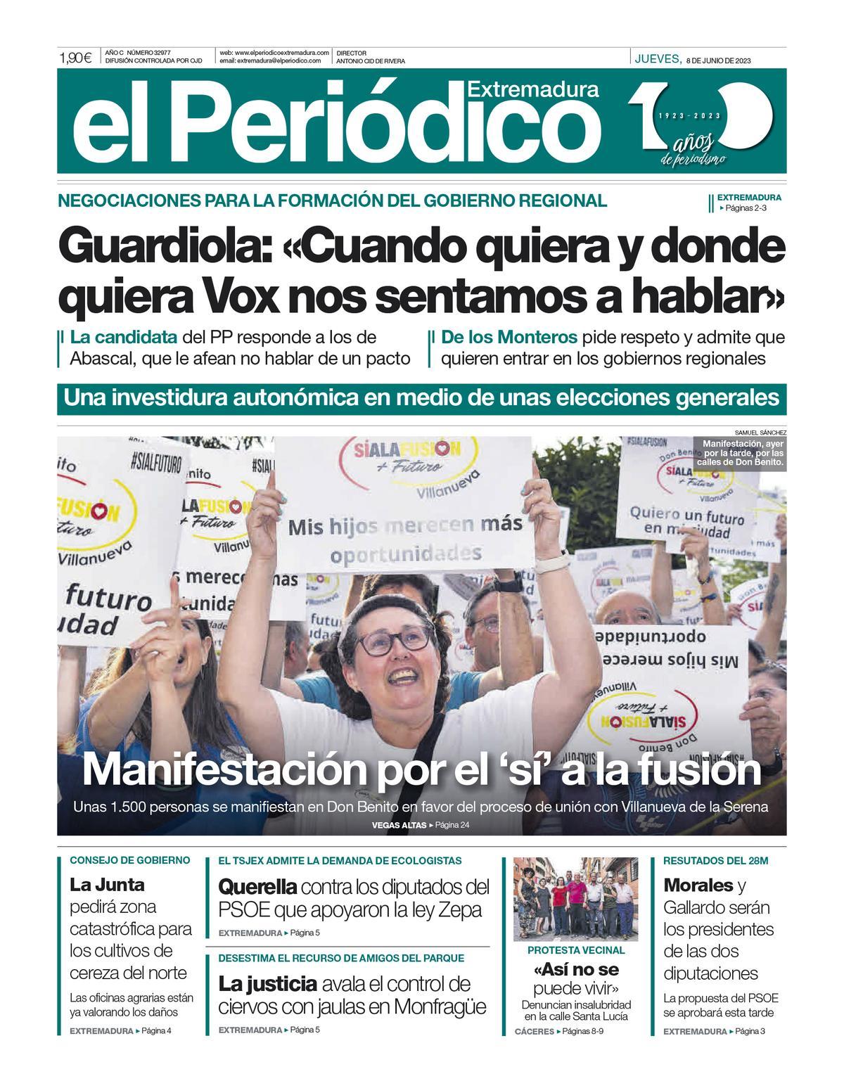 Consulta la portada correspondiente al día 8 de junio de 2023