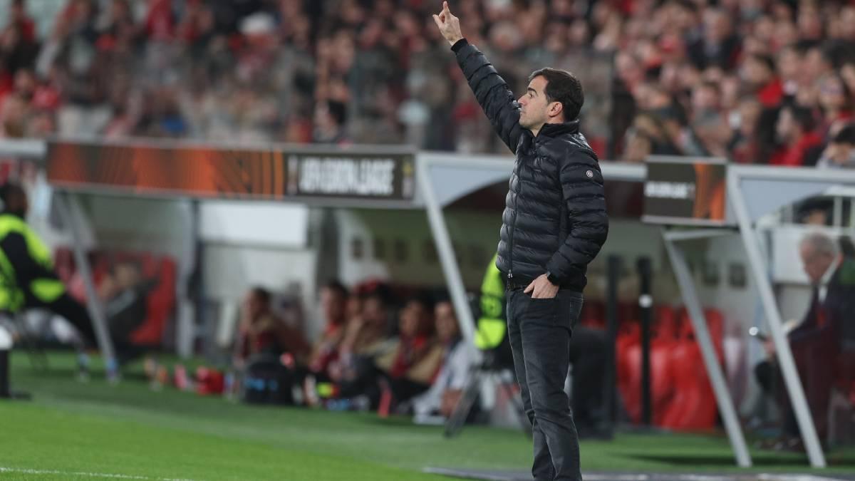 Carles Martínez, durante la eliminatoria contra el Benfica