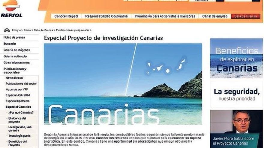 Repsol explica en su web el proyecto petrolífero para Canarias