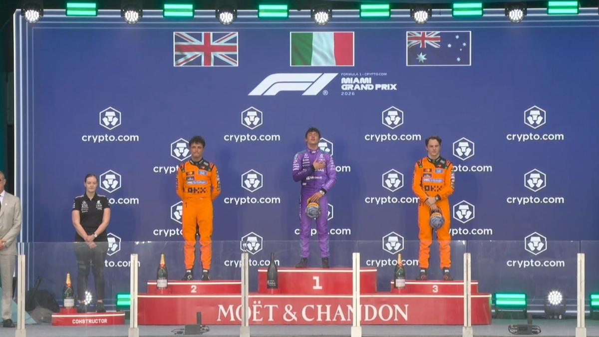 Antonelli, Norris y Piastri, en el podio de Miami