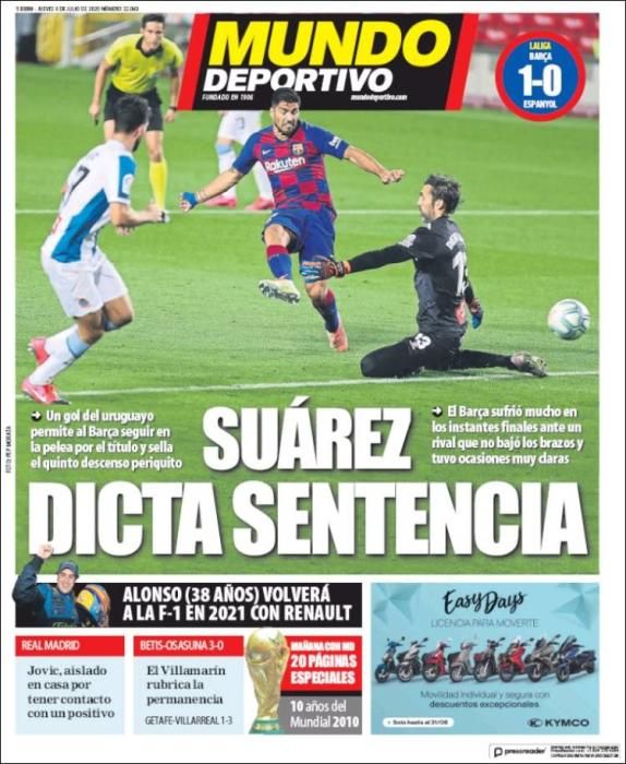 Portada MUNDO DEPORTIVO jueves 9 julio 2020