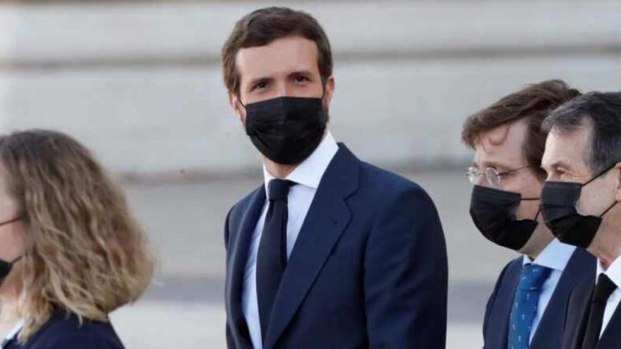 Pablo Casado en el homenaje a las víctimas del coronavirus.