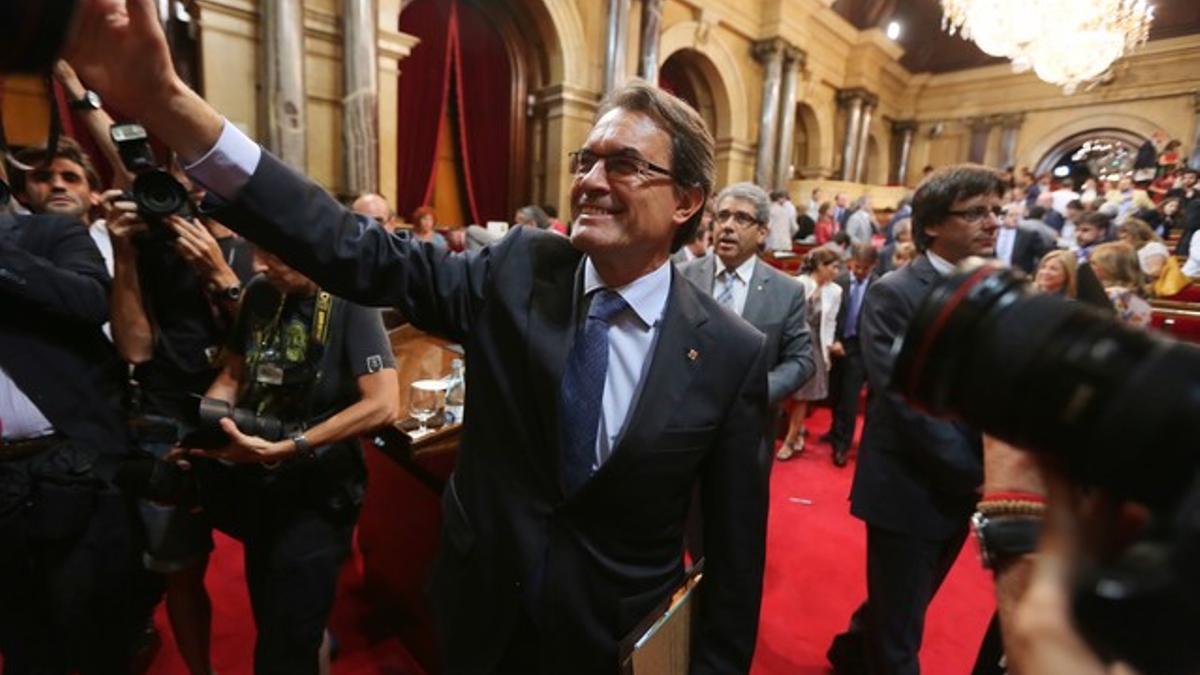 Artur Mas tras la finalización del debate en el Parlament.