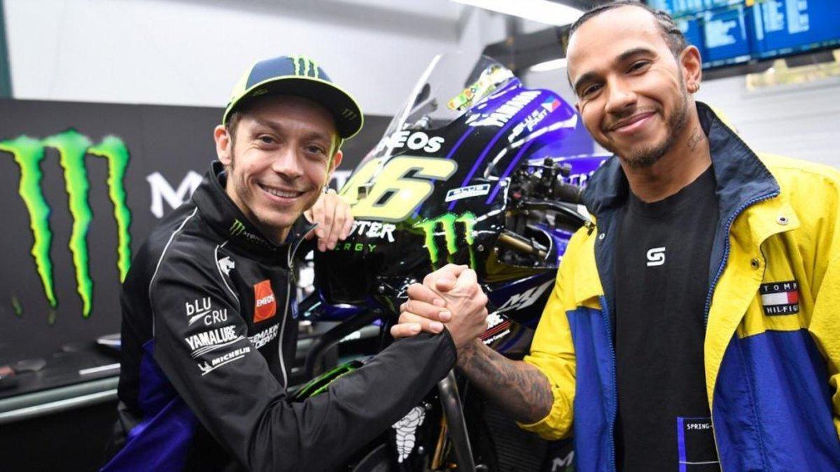 Rossi y Hamilton, estrellas de MotoGP y F1