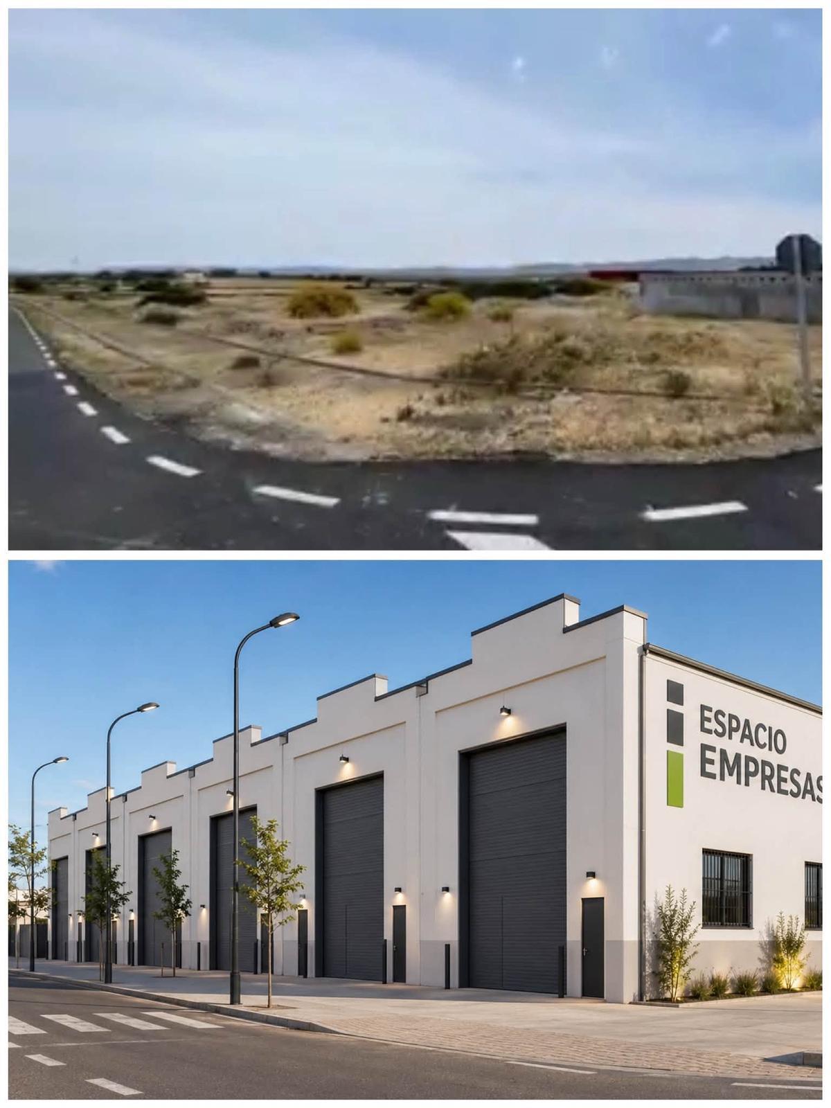 Parcelas que se construirán en la zona derecha del polígono industrial.