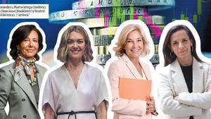 Ana Patricia Botín (Banco Santander), Marta Ortega (Inditex), María Dolores Dancausa (Bankinter) y Beatriz Corredor (Redeia)