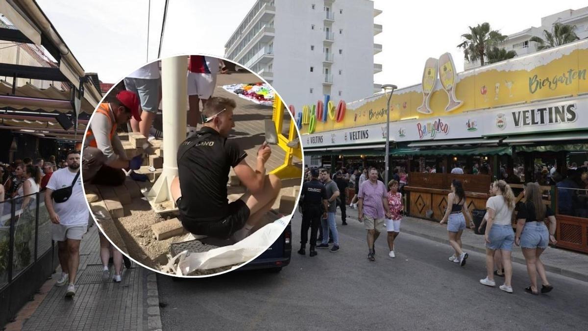 Indignación en redes por un vídeo en s'Arenal: turistas ebrios interrumpen el trabajo de unos obreros en plena calle