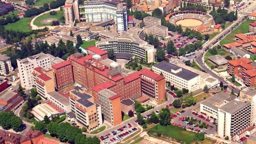 Vista aérea del actual Hospital Universitario Central de Asturias (HUCA).