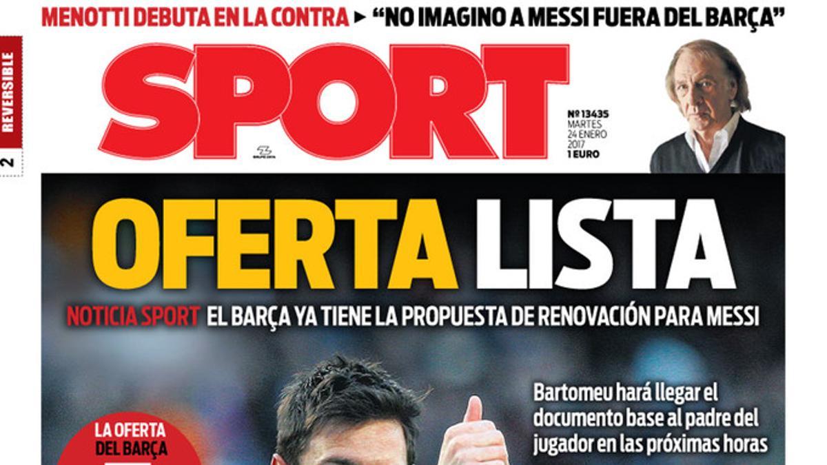 La portada de hoy de SPORT