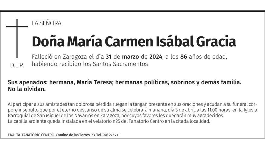 Doña María Carmen Isábal Gracia