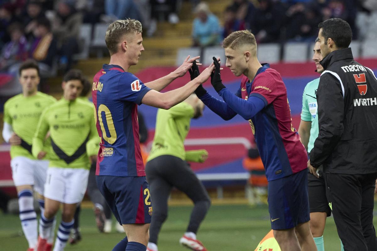 Dani Olmo y Fermín López, futbolistas del Barça