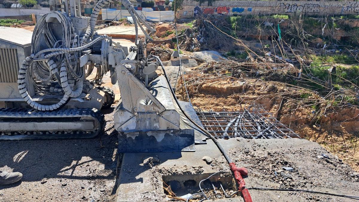 Trabajos en el puente de Torrent a Alaquàs