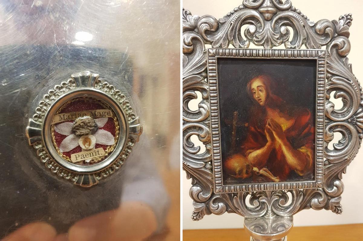 Custodia del pequeño fragmento de la reliquia de la Santa Magdalena.
