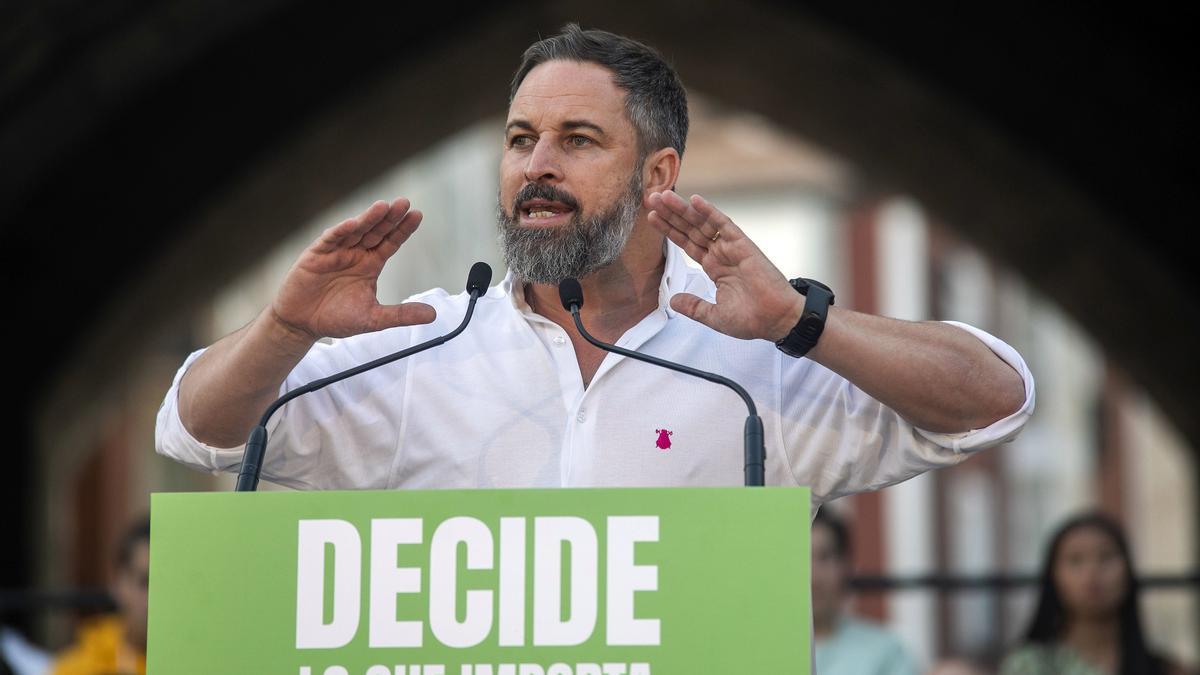 El líder de Vox, Santiago Abascal, en un acto preelectoral