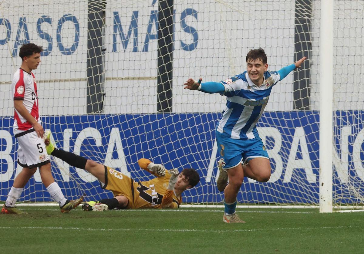 El Dépor juvenil se impone al Rayo (4-1) y avanza a cuartos en la Copa del Rey