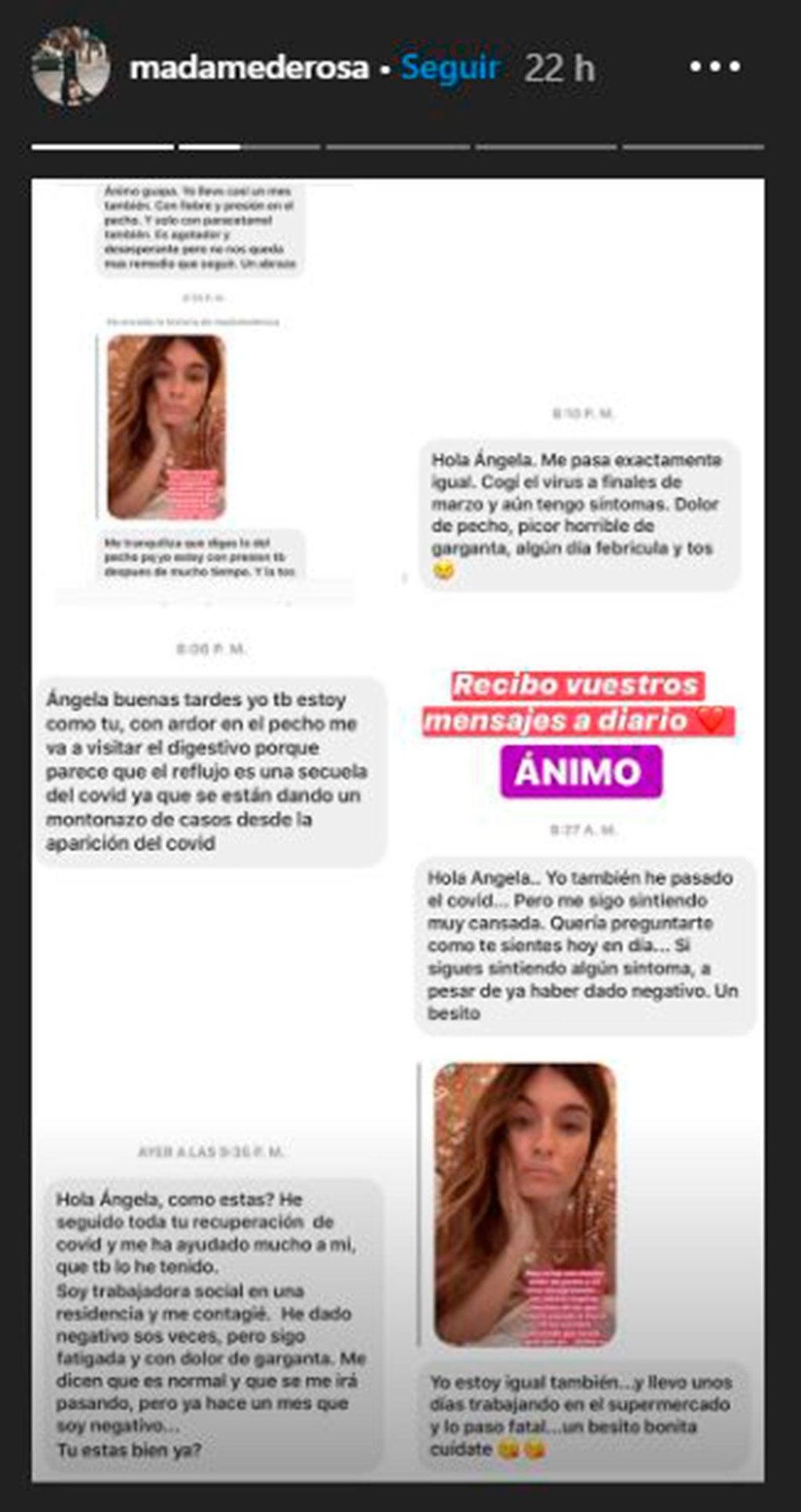 Madame de Rosa da ánimos a los seguidores que se encuentran como ella.