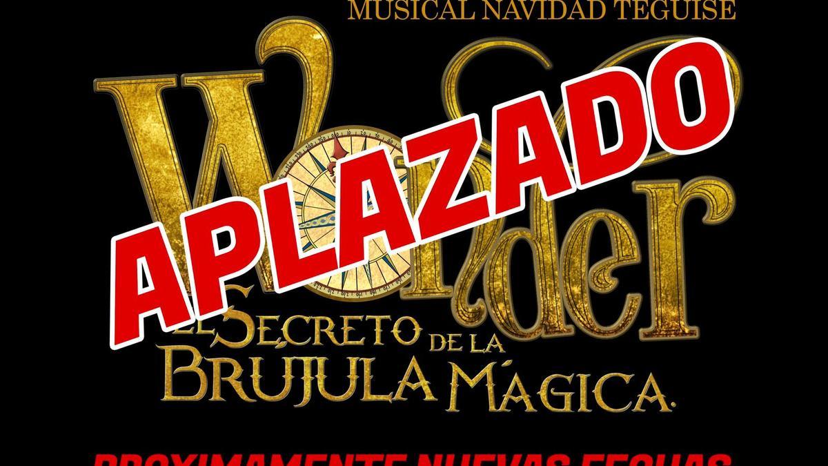 Cartel que informa el aplazamiento del musical de Teguise.