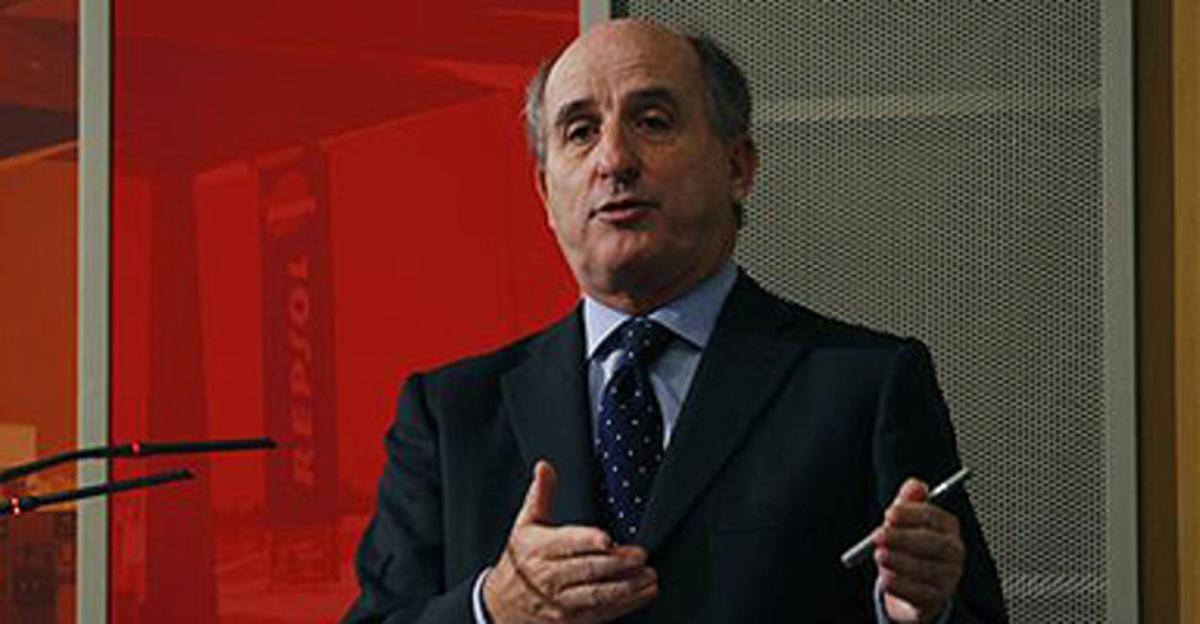 El president de Repsol, Antoni Brufau, durant la presentació de resultats de la seva empresa.