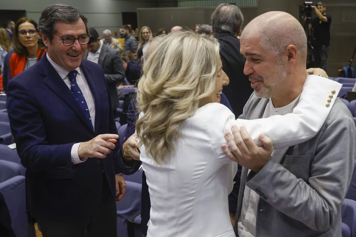 Yolanda Díaz y el líder de CCOO, Unai Sordo, en una imagen de archivo.