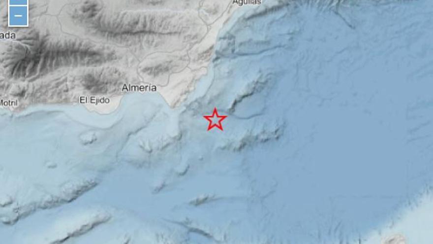 Mapa del terremoto en el Mediterráneo este martes.