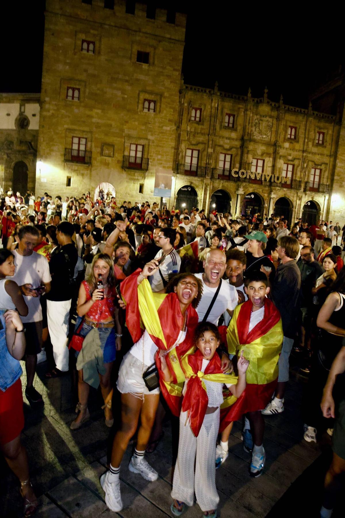 Así fue la celebración en Gijón del triunfo de España en el Mundial