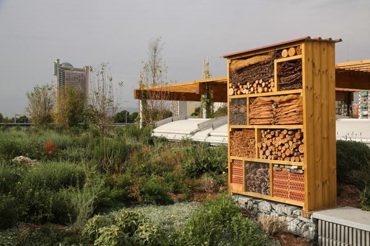 Hotel de insectos en el edificio Greenvia de L'Hospitalet de Llobregat.