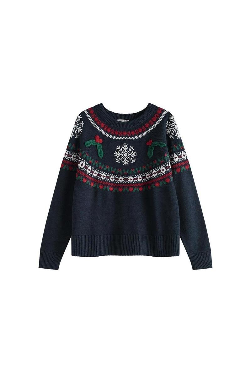 Jersey bordado navideño de Oysho. (Precio: 29,99 euros)