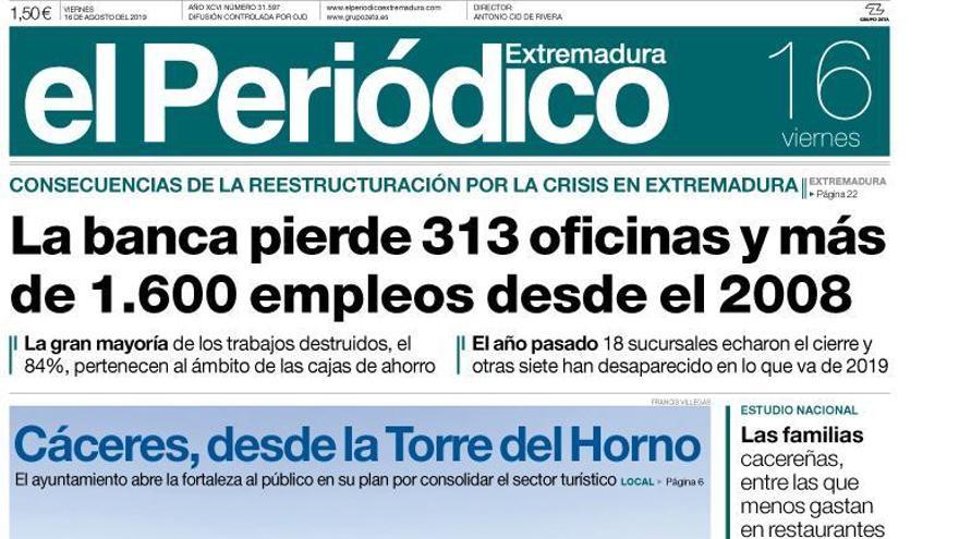 Esta es la portada de EL PERIÓDICO EXTREMADURA correspondiente al día 16 de agosto del 2019