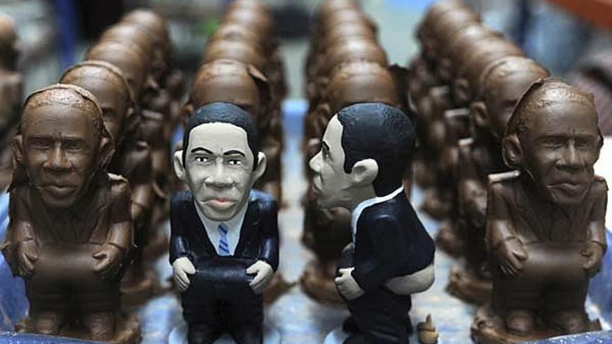 El presidente electo de los Estados Unidos, Barack Obama, cuenta ya con su figura del tradicional &quot;caganer&quot;