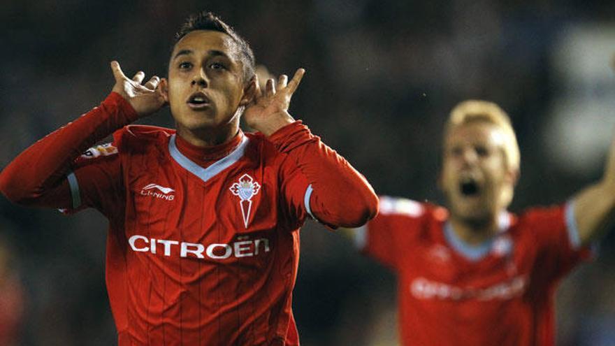 Orellana festeja su gol anotado en Riazor // R. GROBAS