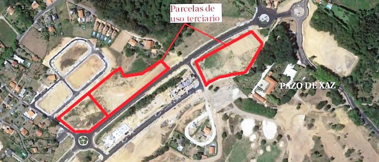 Ubicación de las parcelas terciarias donde se prevé ampliar el uso en el sector de Xaz. |   // L.O.