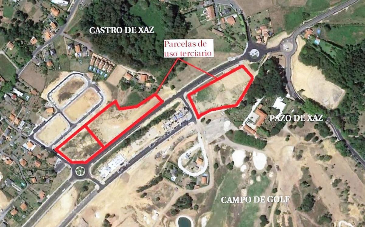Ubicación de las parcelas terciarias donde se prevé ampliar el uso en el sector de Xaz. | // L.O.