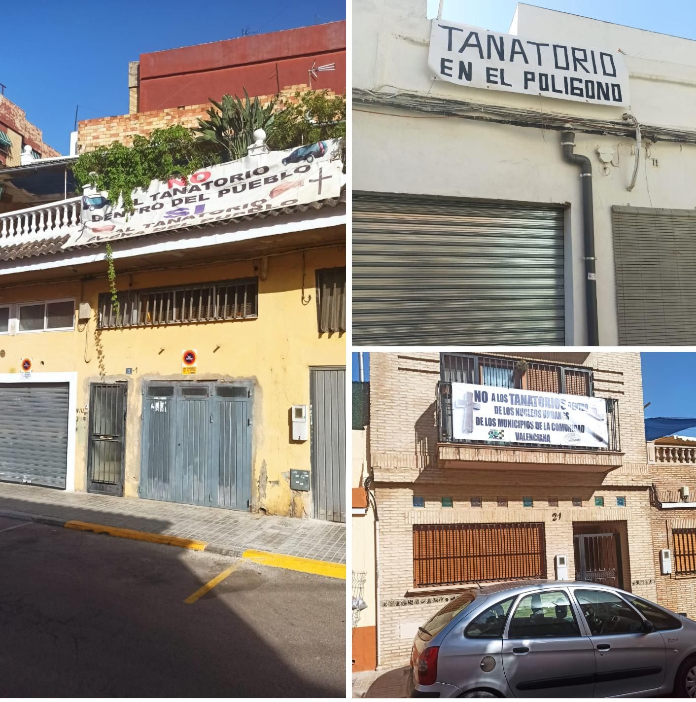 Pancartas contra el tanatorio de Paterna