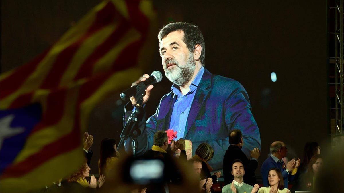 Jordi Sànchez, en un vídeo, en el mitin del acto central de campaña de JxCat.