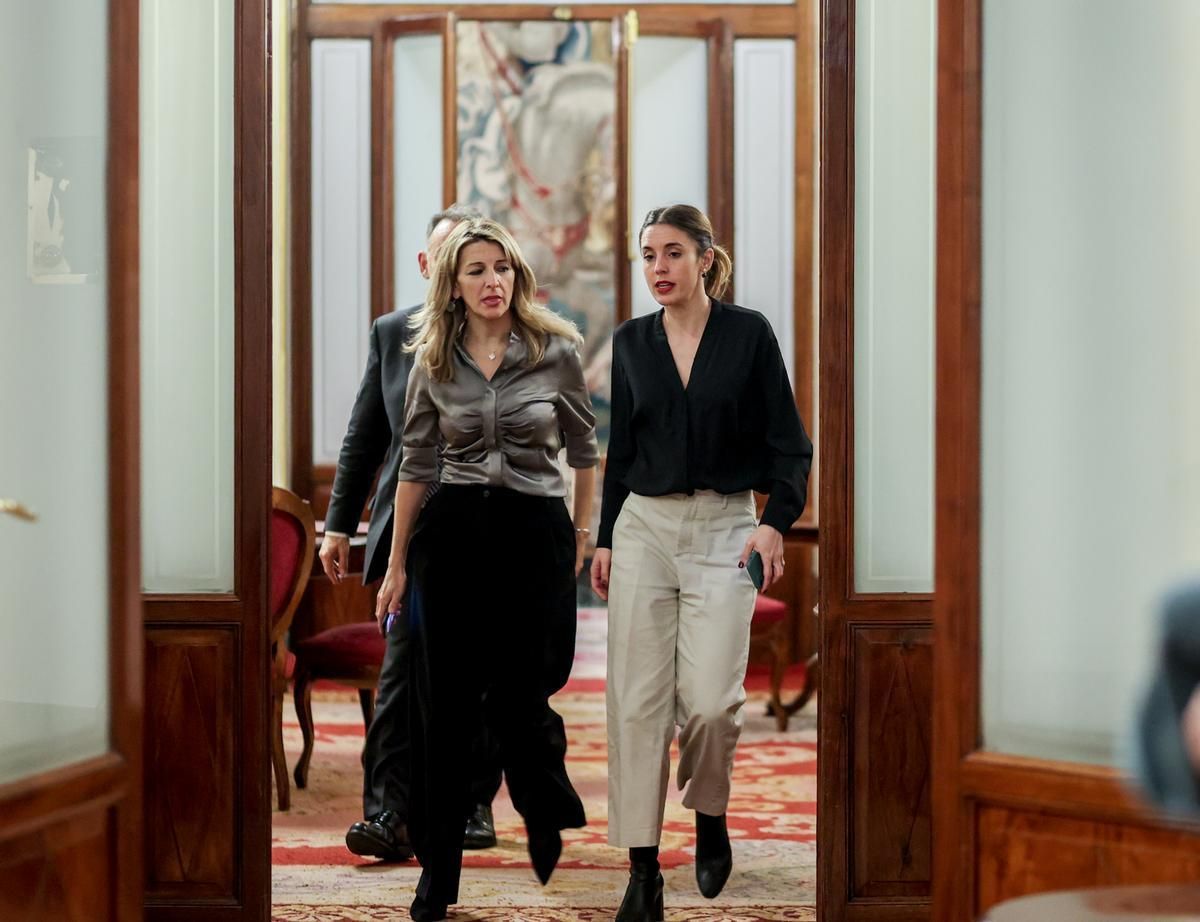 Yolanda Díaz e Irene Montero, en el Congreso.