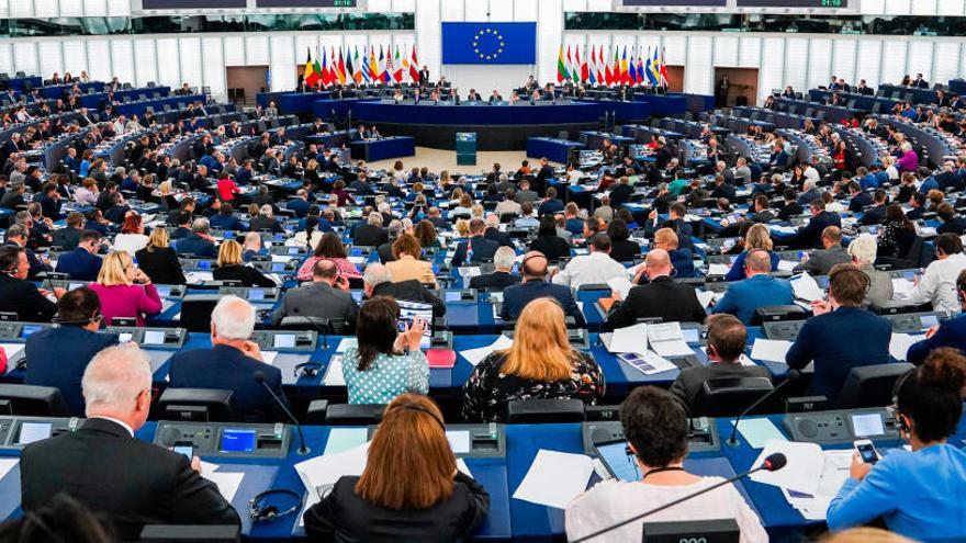 Plenari de l&#039;Eurocambra durant la votació de la resolució del Brexit