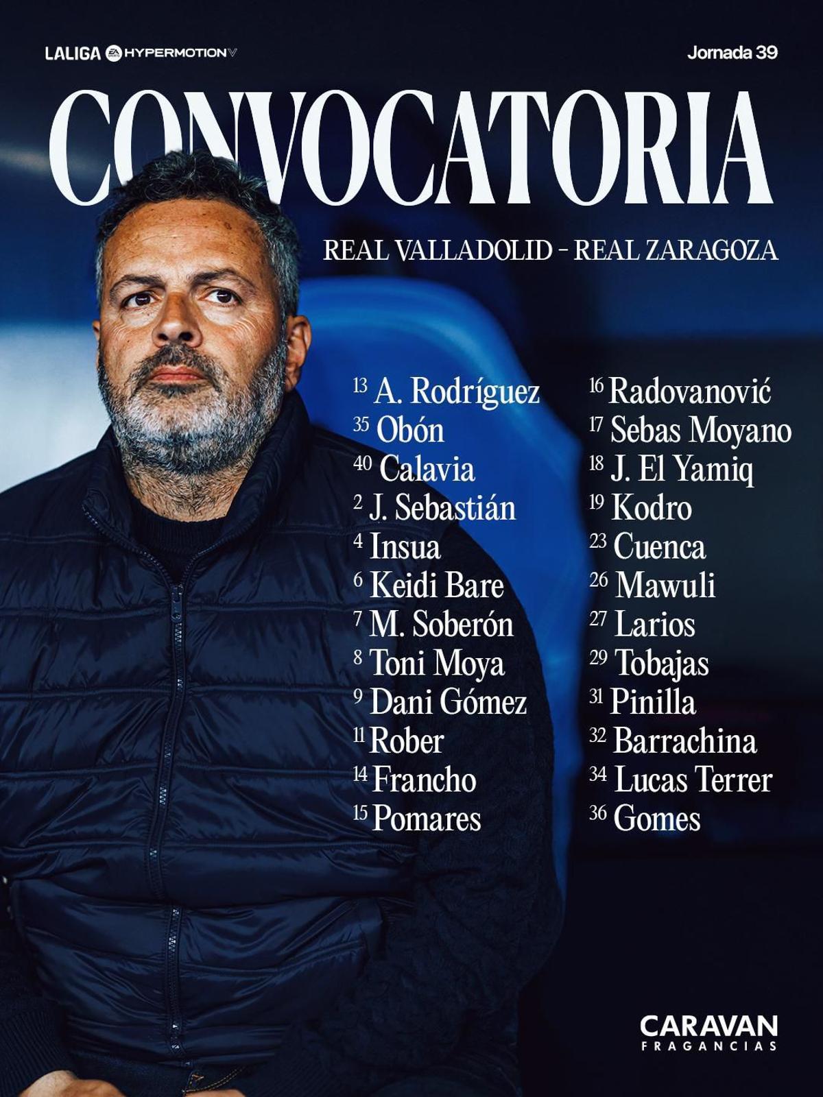 Lista de convocados ante el Valladolid.