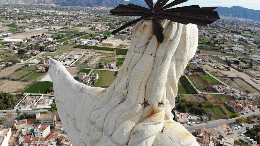 Corona del Cristo de Monteagudo con síntomas de oxidación a vista de dron