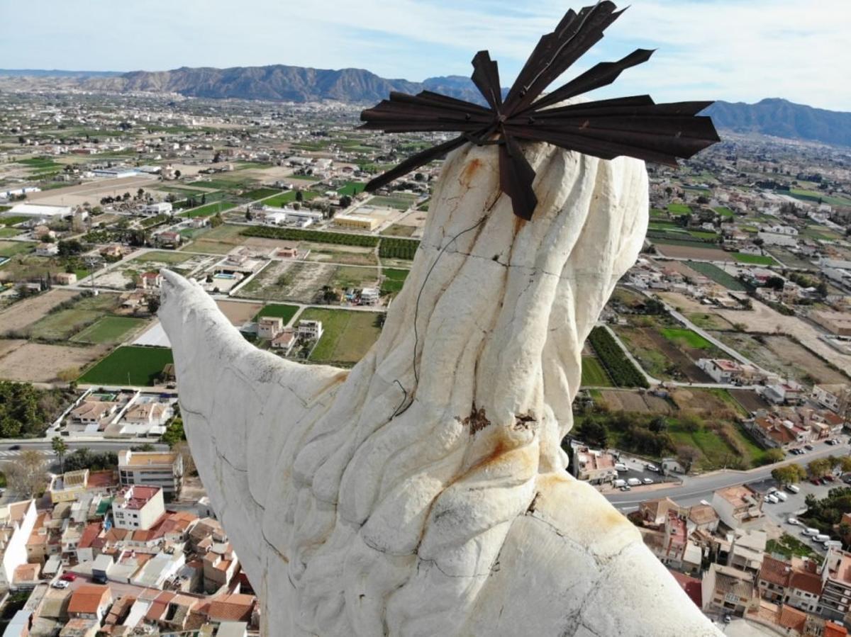 Corona del Cristo de Monteagudo con síntomas de oxidación a vista de dron